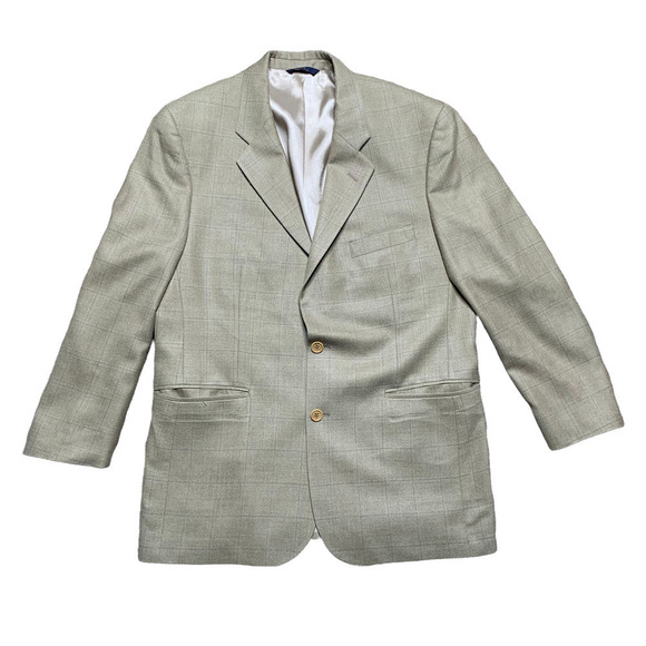Brooks Brothers 346 Mens Brown Long Sleeve Herringbone Blazer Suits Size 43R - Picture 1 of 11
